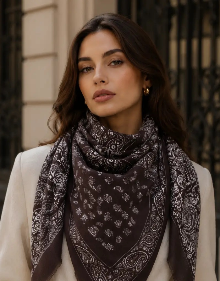 Tuch Paisley mit klassischem Paisley-Muster aus Viskose-Woll-Mischung