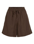 Vila VITEVIRA HW Loose Fit Shorts in Slate Black, schwarze Damen Shorts aus TENCEL Lyocell mit High Waist, elastischem Bund und lockerem Schnitt