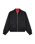 OH APRIL Wendebomberjacke Elin Leo Black/Maroon – reversible Jacke in Leo und Maroon, entspannte Passform aus Viskose.