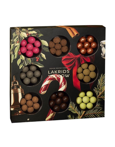 Winter Selection Box von Lakrids by Bülow – 350 g gemischtes Starklakritz mit Schokolade in acht Sorten, glutenfrei und ohne Gelatine, edle Geschenkbox aus Dänemark.