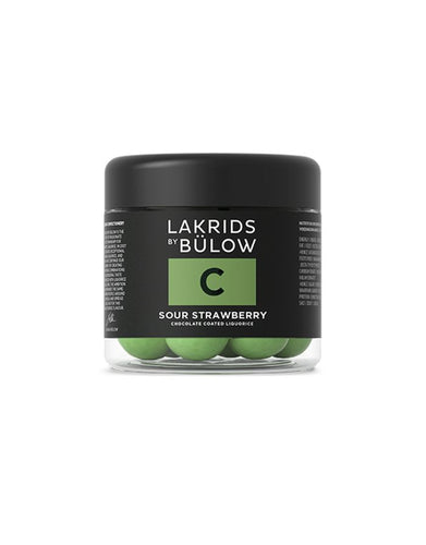 Lakritzpralinen C Sour Strawberry von Lakrids by Bülow – süß-saure Lakritz-Kugeln mit Erdbeergeschmack, umhüllt von Schokolade