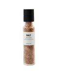 Salz Chili von Nicolas Vahé in einer Gewürzmühle mit Keramikmahlwerk, 315 g Meersalz mit Chiliflocken, Cayennepfeffer und Ingwer als Freisteller von vorne