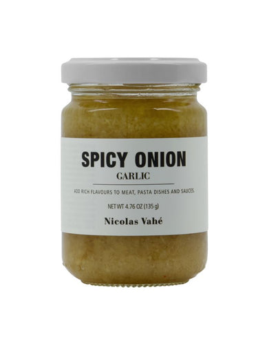 Nicolas Vahé Spicy Onion & Garlic Aufstrich – würzig-pikanter Mix aus Zwiebel, Knoblauch, Pecorino und Chili, 135 g.