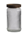  Vorratsglas Kalle Rill/Brown von Affari of Sweden aus klarem Glas mit braunem Akazienholzdeckel und 1000 ml Fassungsvermögen.