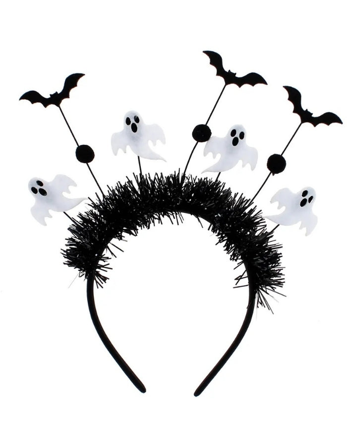 Spooky Party-Haarreif von Rex London mit vielen kleinen Gespenstern und Fledermäusen als verspieltes Halloween-Accessoire als Freisteller 
