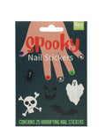 et mit 25 Halloween Nagelstickern für Kinder von Rex London mit Geistern, Fledermäusen, Spinnen und Totenköpfen Verpackung von vorne 