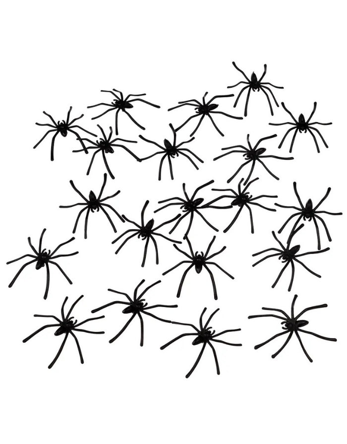 Set mit 20 schwarzen Deko-Spinnen von Rex London aus Kunststoff für Halloween-Partys und gruselige Dekorationen ohne Verpackung