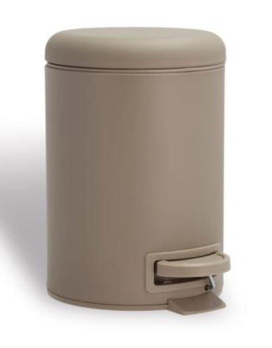 Pedaleimer Mono in Taupe von Södahl: kleiner Eimer mit Soft-Close-Deckel, Pedal und herausnehmbarem Plastikeinsatz, 3 Liter Fassungsvermögen.
