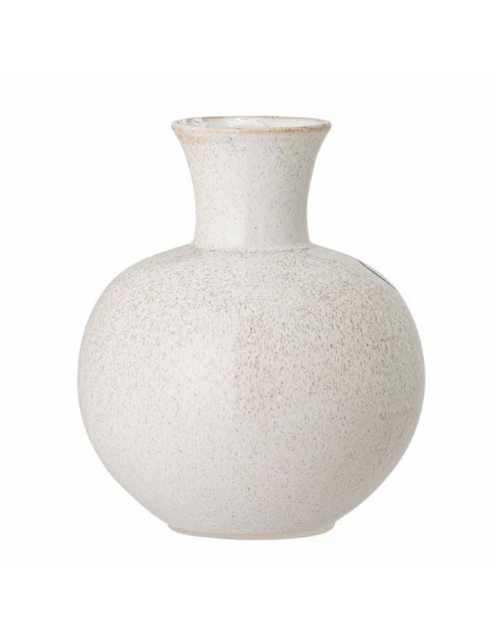 Bloomingville Irini Vase in Weiß aus Steingut mit handbemaltem Gesichtsdesign und moderner Form