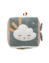 Laden Sie das Bild in den Galerie-Viewer, Jollein Aktivitäten-Würfel „Lovely Birds“ – weicher Baby-Spielwürfel mit Vögeln, Wolken, Blumen, Sternen und Fee Amy, mit Stickereien und Labels, 10x10x10 cm, handwaschbar.
