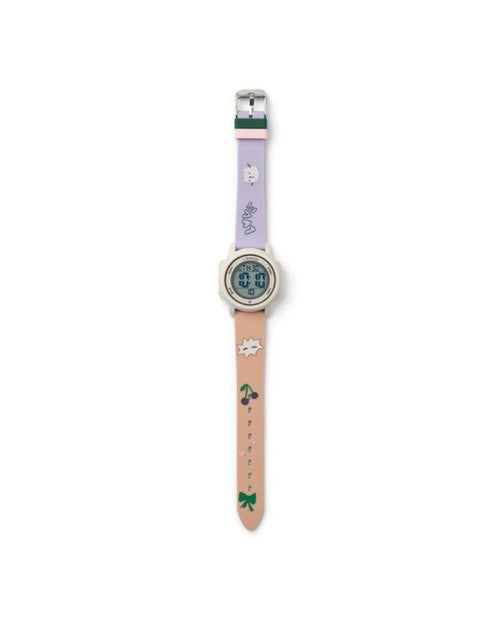 Digitale Kinderarmbanduhr SUSSI in Mood Pale Tuscany von Liewood mit bunten Details, Silikonarmband und Digitalanzeige.