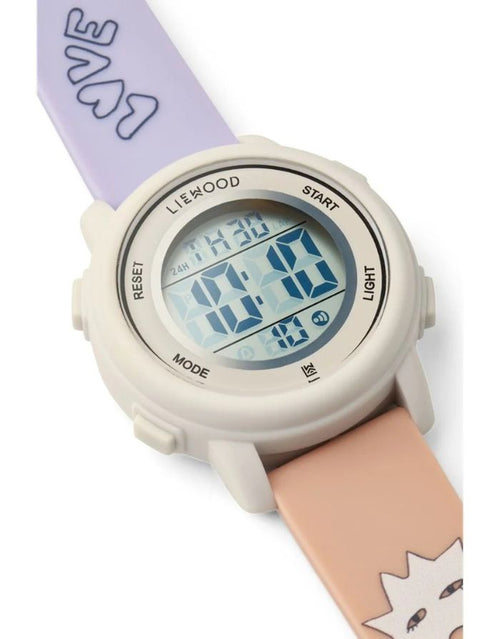 Digitale Kinderarmbanduhr SUSSI in Mood Pale Tuscany von Liewood mit bunten Details, Silikonarmband und Digitalanzeige.