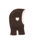  Warme Balaclava Colette von Konges Sløjd in Chocolate Brown aus 100 % Wolle mit klassischen Rippensäumen.