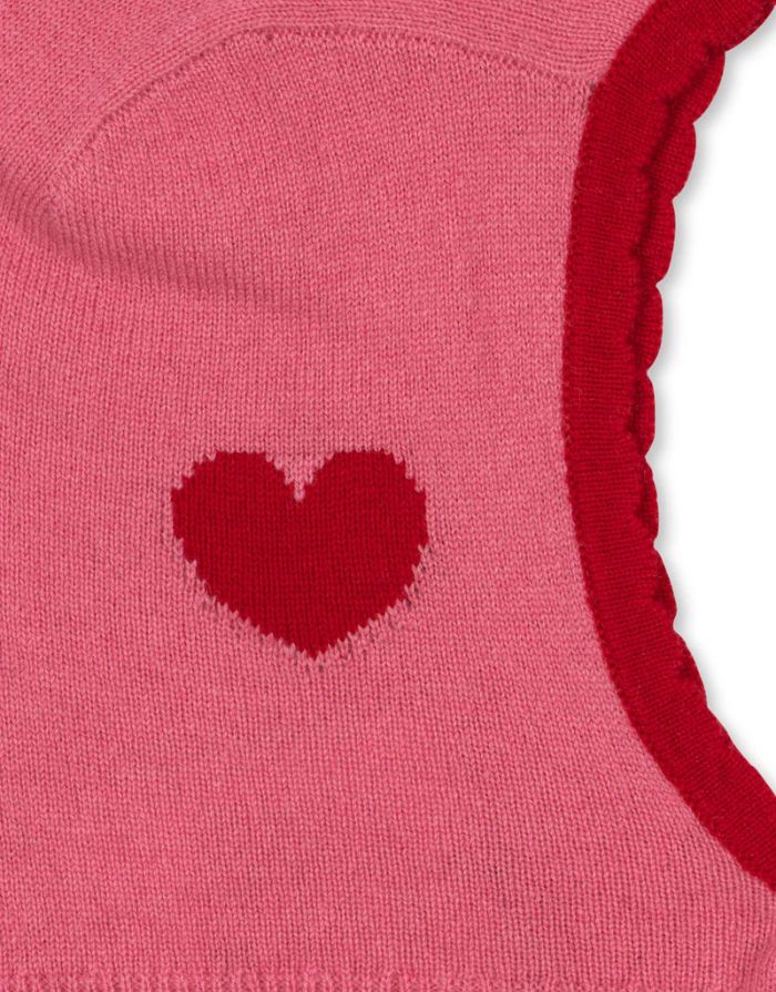 Warme Balaclava Colette in Pink von Konges Sløjd aus 100 % Wolle mit klassischen Rippensäumen.