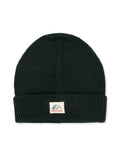 Grüne Avely Beanie von Konges Sløjd in der Farbe Scarab aus weicher Bio-Baumwolle mit klassischer Rippstrickstruktur und verstellbarem Umschlag.