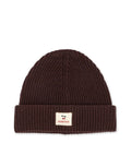 Braune Basil Beanie von Konges Sløjd in der Farbe Decadent Chocolate aus 100 % Wolle mit klassischer Rippstrickstruktur und verstellbarem Umschlag.