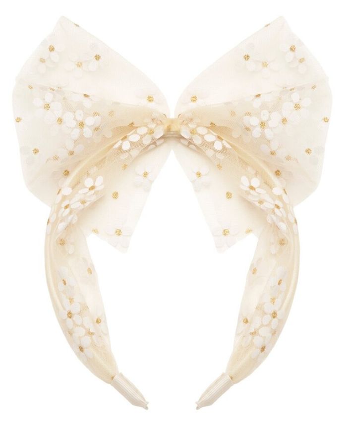 Daisy Tulle Bow Haarreif von Rockahula mit glitzernden Gänseblümchen und großer Tüllschleife für Kinder Freisteller