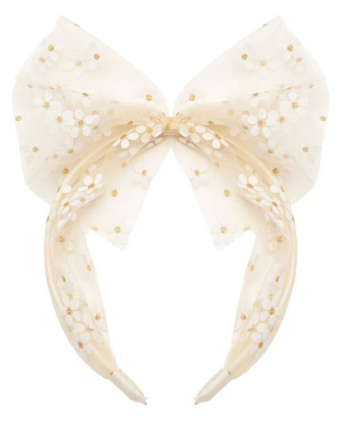 Daisy Tulle Bow Haarreif von Rockahula mit glitzernden Gänseblümchen und großer Tüllschleife für Kinder Freisteller