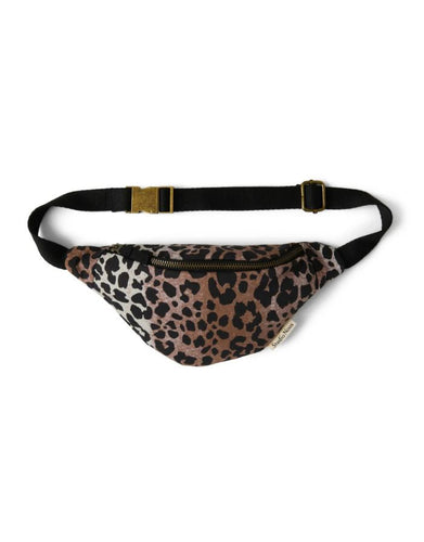 Studio Noos Mini Fanny Pack Soft Cotton Leopard Hazel – Kinder-Bauchtasche aus 100 % Baumwolle, verstellbar und leicht, ideal für Snacks, Spielzeug und Abenteuer, Maße 28x10,5x5,5 cm.