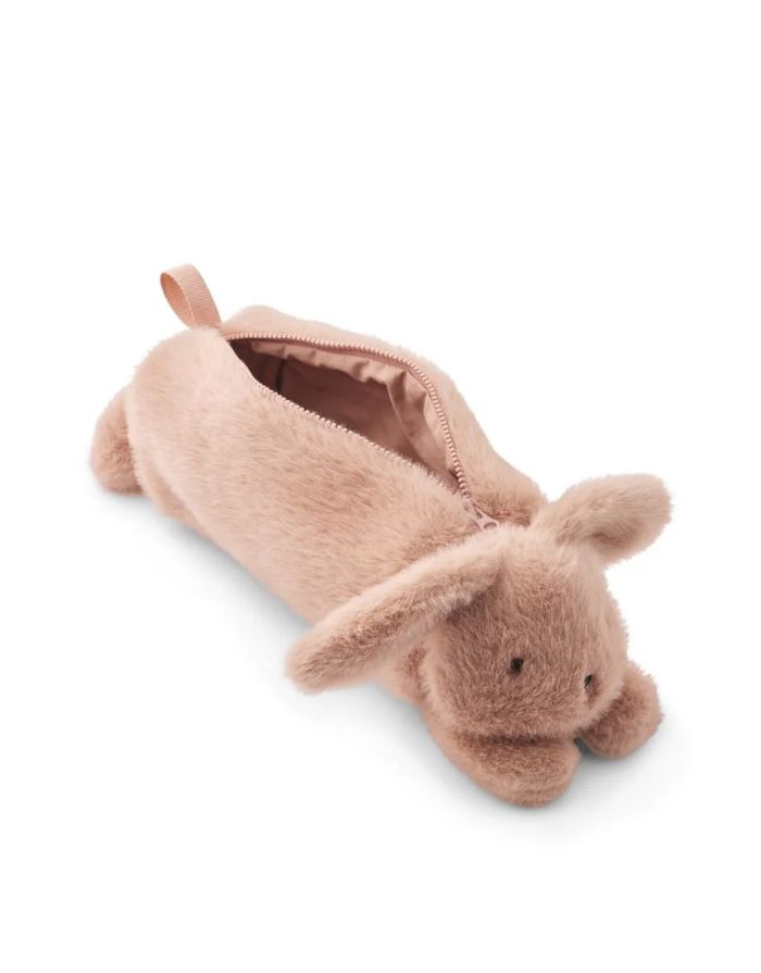 Weiches Liewood Federmäppchen Dalina in Pale Tuscany mit niedlichen Kaninchendetails und Reißverschluss geöffnet