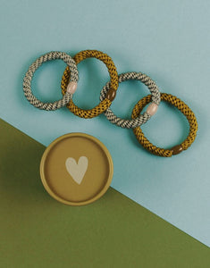 Haargummi 4er Set in Geschenkbox I Oliv/Hellblau