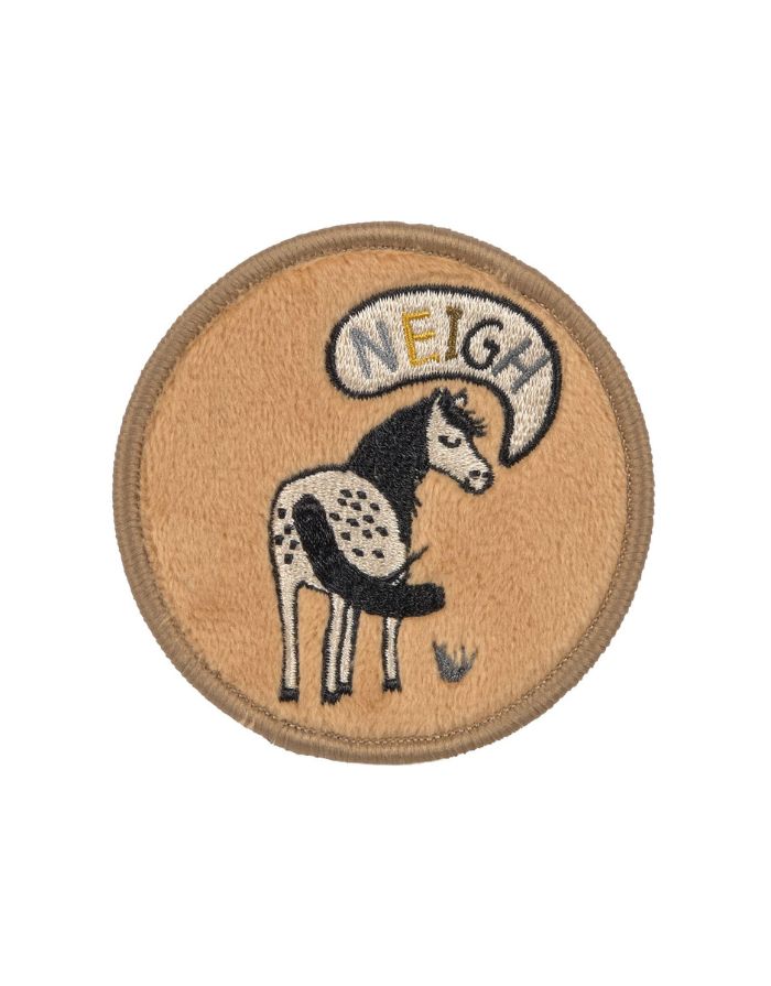 LÄSSIG Patches 3er Set Happy Prints aus 100 % Polyester mit Pferd- und Vogel-Motiv, zum Befestigen an Rucksäcken und Taschen mit Druckknopf.