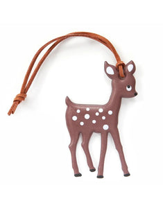 Runder Reflektor-Anhänger Bambi von Firefly Reflectors aus weichem, reflektierendem Material mit Lederband, ca. 8 cm – dekorativ und funktional.