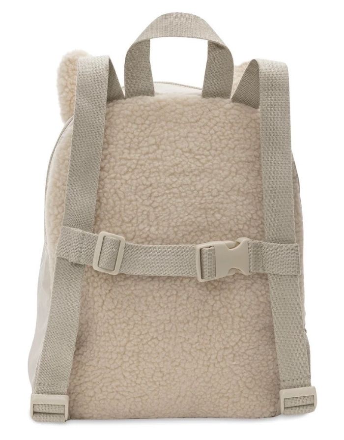 Jollein Rucksack Charlie Cat mit Teddy-Stoff, Katzenohren und verstellbaren Schultergurten für Kinder als Freisteller von hinten