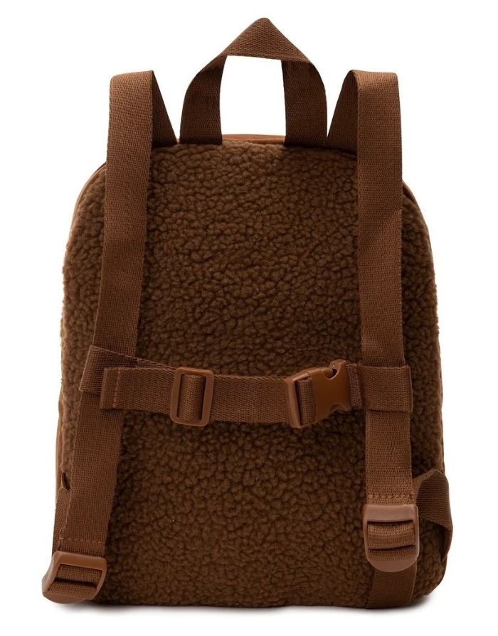 Jollein Rucksack Diego Dog mit Teddy-Stoff, Hundeohren und verstellbaren Schultergurten für Kinder als Freisteller von hinten