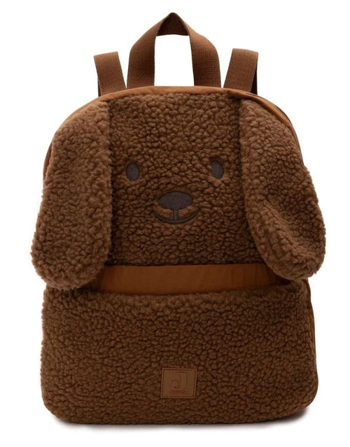 Jollein Rucksack Diego Dog mit Teddy-Stoff, Hundeohren und verstellbaren Schultergurten für Kinder als Freisteller von vorne