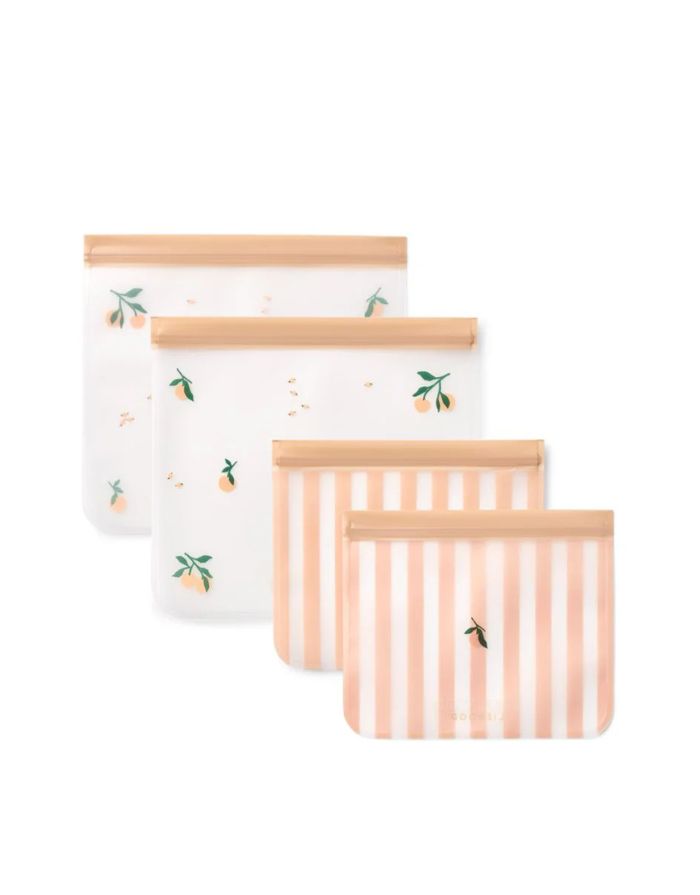 Mehrweg-Aufbewahrungsbeutel Rebus 4er-Set I Peach/Sea Shell