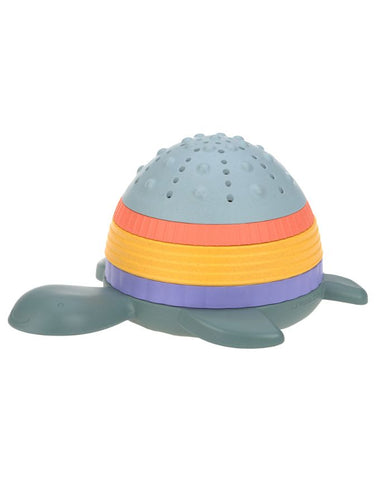 Buntes LÄSSIG Stapelspielzeug Schildkröte aus 5 Teilen, aus Biokomposit (Polypropylen & Cellulose), BPA-frei, für Kinder ab 18 Monaten, ideal für Sand und Wasser.