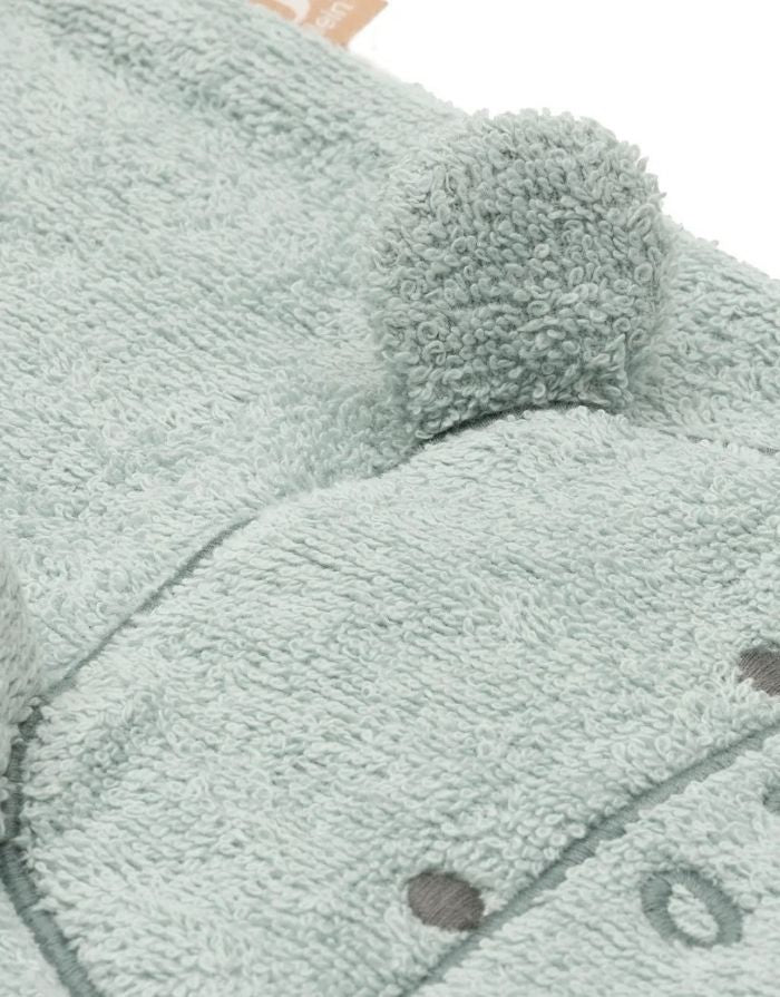 Weicher Frottee-Waschlappen Waschhandschuhe Hippo Happy von Jollein für Babys aus Baumwollfrottier mit niedlichem Nilpferd-Design im Detail