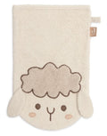 Weicher Frottee-Waschlappen Sheep Sonny von Jollein für Babys aus Baumwollfrottier mit niedlichem Schäfchen-Design als Freisteller