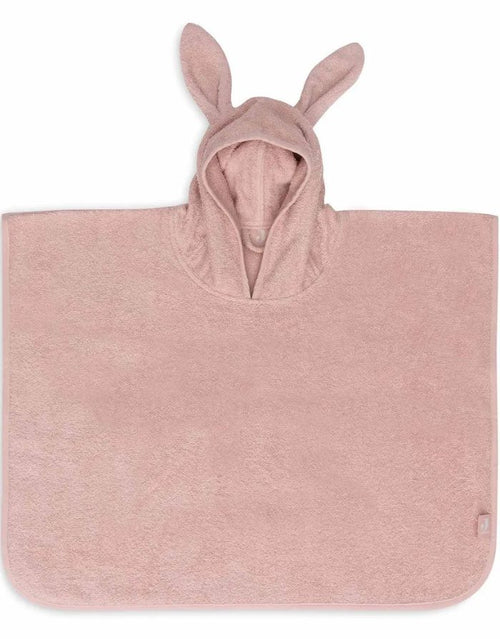 Jollein Badeponcho aus weichem Baumwollfrottee in der Farbe Wild Rose mit Kapuze.