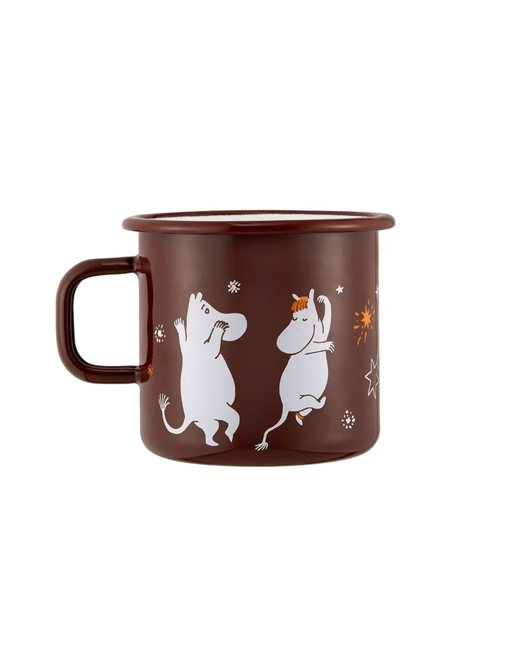  Moomin Emaille-Becher Komet von Muurla mit liebevollem Motiv aus der Geschichte „Komet im Mumintal“, dekorativer Trinkbecher aus emailliertem Stahl mit Henkel und 550 ml Fassungsvermögen