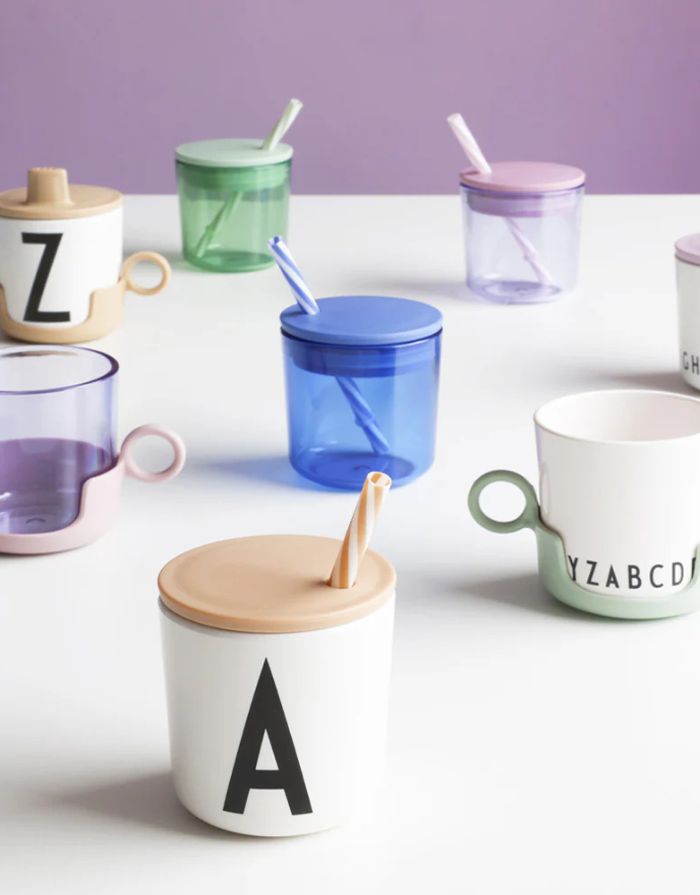 Design Letters Strohhalm-Deckel Beige für Eco Kids Becher – BPA-frei, kleckerfreies Trinken, passend für Ecozen.