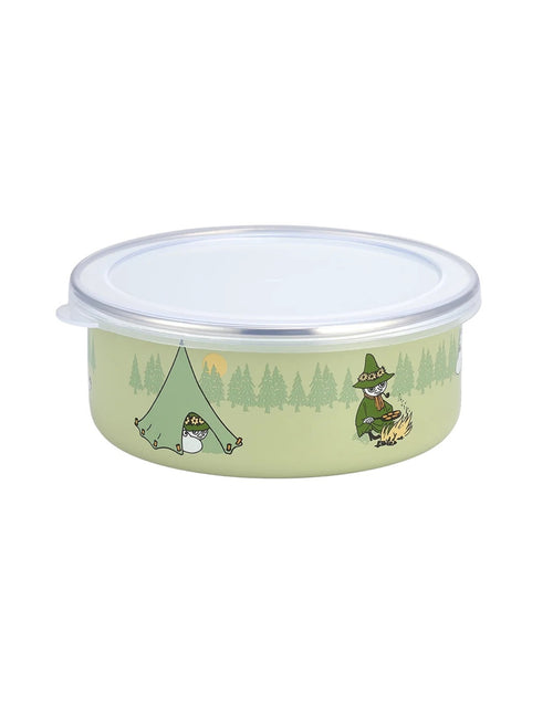  Moomin Emaille-Schüssel Campers von Muurla mit Deckel, dekorative Schüssel aus emailliertem Stahl mit Moomin-Ausflugsmotiv und 800 ml Fassungsvermögen als Freisteller