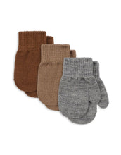 Laden Sie das Bild in den Galerie-Viewer, Fäustlinge Onesize Filla 3er-Set I Grey Melange/Beige/Brown
