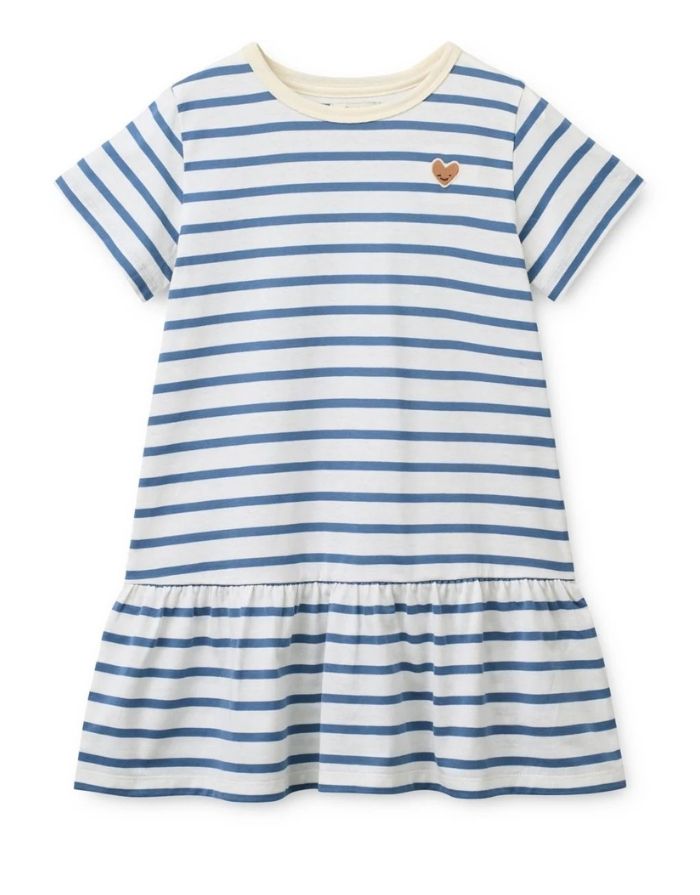 Gestreiftes Bio-Baumwoll-Kleid MADDEN mit Rüschensaum von Liewood
