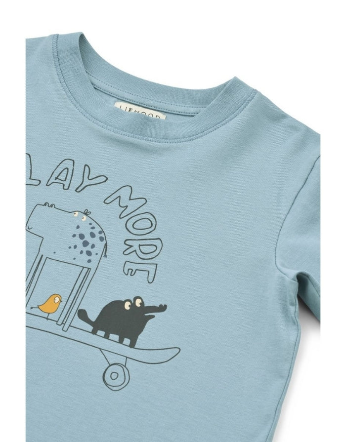 Liewood Francis Langarmshirt für Kinder in Play/Beach Blue aus 100 % GOTS-zertifizierter Bio-Baumwolle mit verspieltem Print im Detail