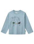 Liewood Francis Langarmshirt für Kinder in Play/Beach Blue aus 100 % GOTS-zertifizierter Bio-Baumwolle mit verspieltem Print als Freisteller von vorne