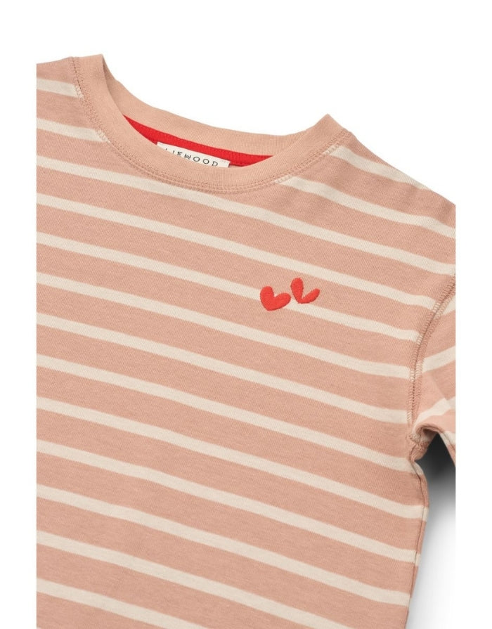 Gestreiftes Liewood Tyler Langarmshirt in Pale Tuscany/Sandy Stripe aus 100 % GOTS-zertifizierter Bio-Baumwolle mit kastiger Passform im Detail
