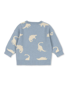 Konges Sløjd Pullover Lapis in Dino Mist aus 100 % Bio-Baumwolle mit breiten Rippsäumen und entspannter Passform.