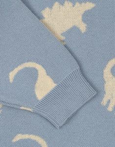 Konges Sløjd Pullover Lapis in Dino Mist aus 100 % Bio-Baumwolle mit breiten Rippsäumen und entspannter Passform.