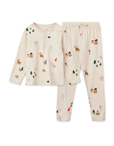 Weihnachtlicher Kinder-Pyjama Wilhelm – Liewood Holiday Edition aus Bio-Baumwolle