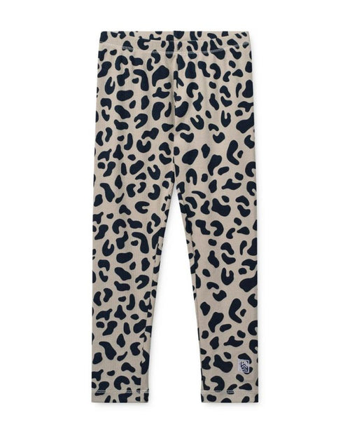 Gerippte Kinderleggings Marien von Liewood im Leo/Mist Design aus weicher Bio-Baumwolle.