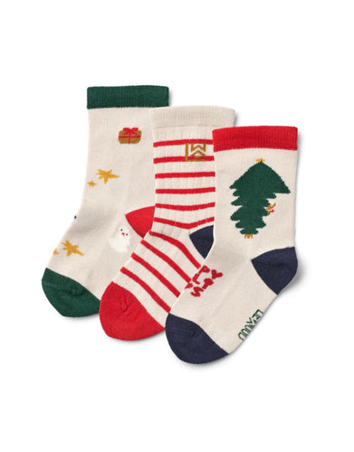 Socken im Weihnachtslook für Kinder – Silas 3er-Set von Liewood