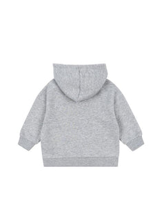 Grau-melangefarbene Lou Sweat Hood von Konges Sløjd mit lockerer Passform und Kapuze aus weicher Bio-Baumwolle.