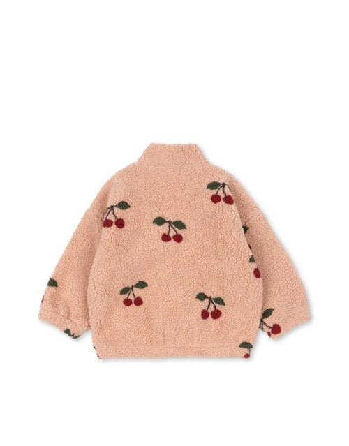 Teddyjacke Jody Ma Grande Cerise Blush in Rosa mit Kirschen von Konges Sløjd als Freisteller von hinten 
